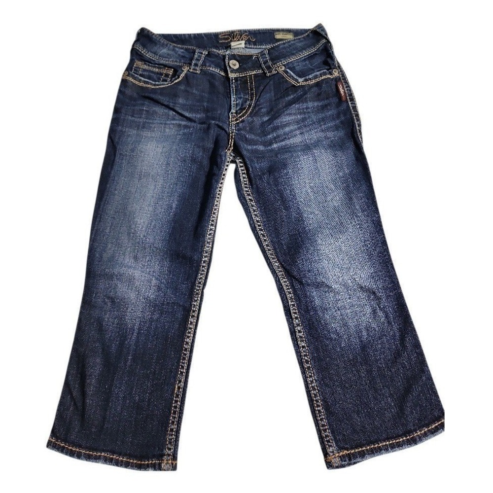 Silver Jeans Suki Surplus Capri Women Size 29 Blue Dark Wash Y2K Denim Curvy Fit